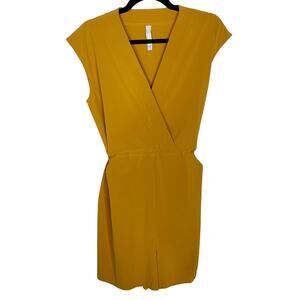 Athleta S Yellow Tuscan Gold Marlow Romper Featherweight Stretch Woven Faux Wrap